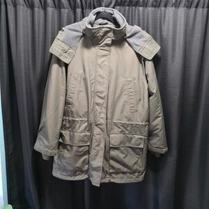 Lands End Aircore-200 Insulated Parka Hooded Winter Coat Olive Green Womens SZ L
